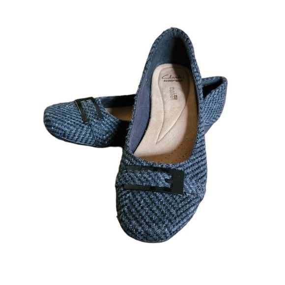 Clarks Shoes - Clark's Collection Cushioned Gray Woven Flats  9